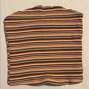 multicolour stripe strapless crop top